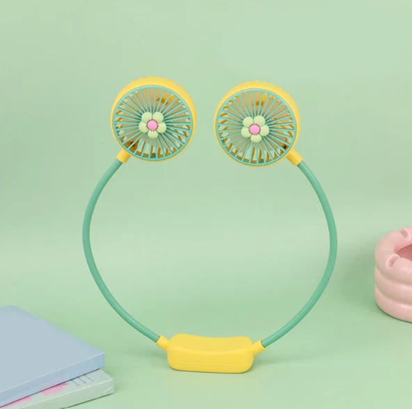 Portable Neck USB Fan - Hands-Free Rechargeable Personal Cooling Fan