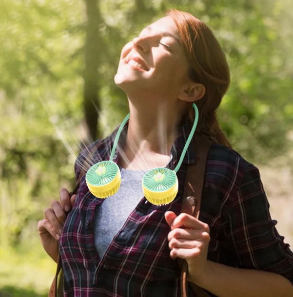 Portable Neck USB Fan - Hands-Free Rechargeable Personal Cooling Fan